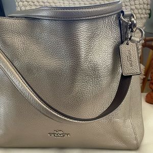 Hallie shoulder bag/Metallic Leather Coach purse Style F80275